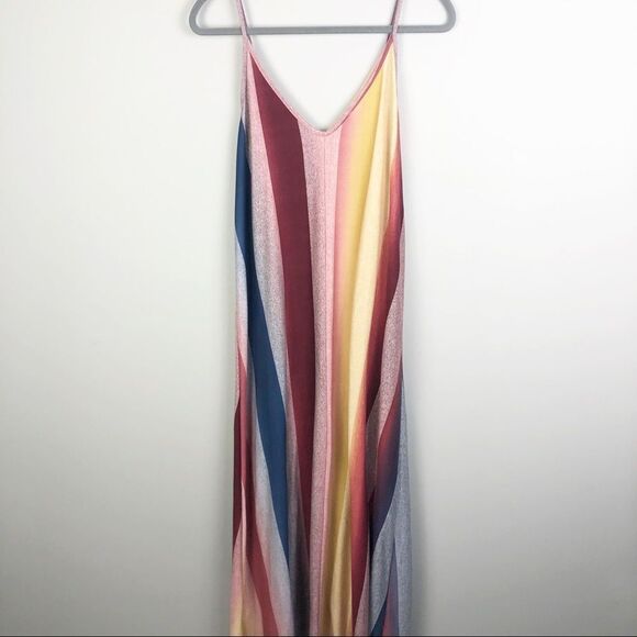 WHITE BIRCH | Vertical Stripe Multicolor Maxi Dress Boutique Medium - Picture 6 of 7